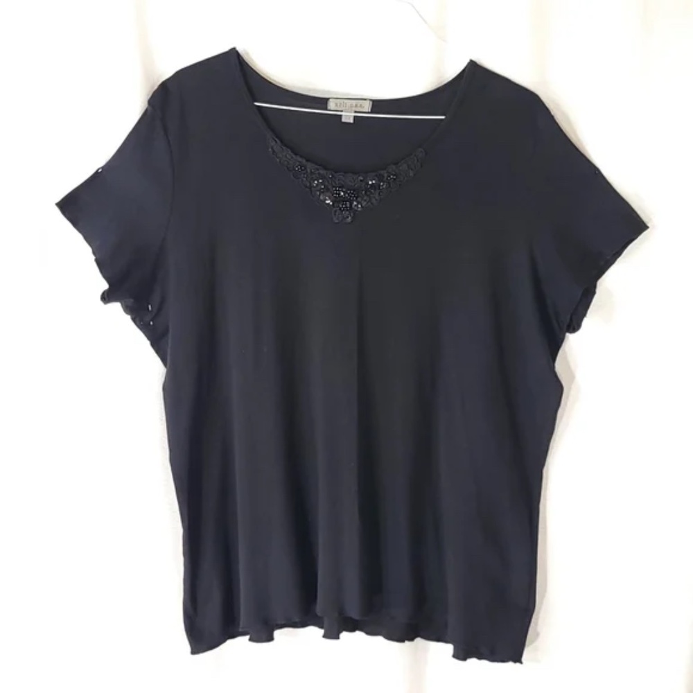 { ❤️ $5} Flutter Sleeve Embellished Crew Neck Top